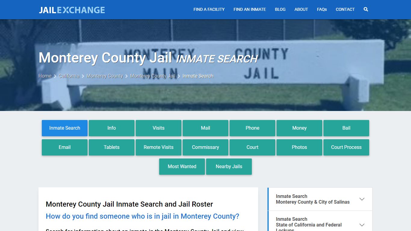 Monterey County Jail Inmate Search - Jail Exchange